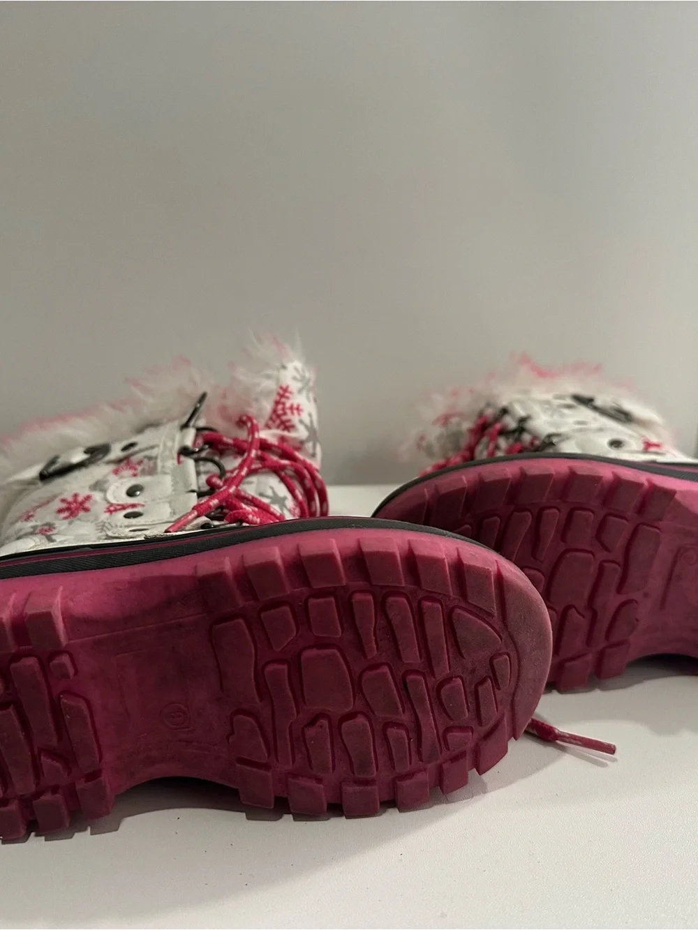 Dream Pairs Kids White Pink Snowflake Winter Boots